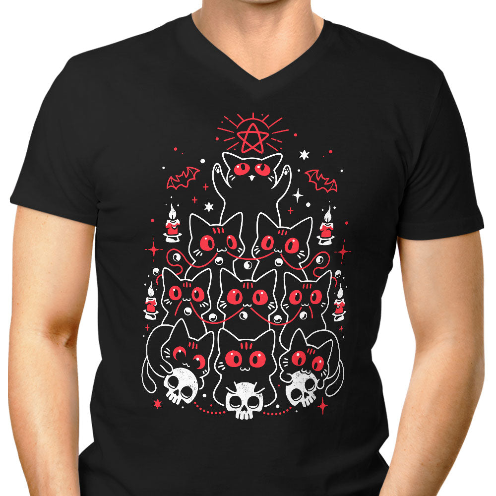 Gothic Christmas Kittens Men's V-Neck - Adult & Kids T-Shirts, Sweatshirts & Hoodies apparel design preview 1