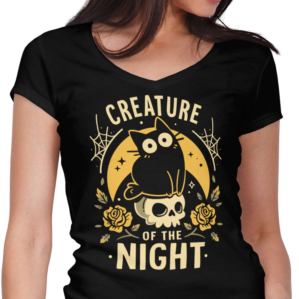 Gothic Night Cat Women's V-Neck - Adult & Kids T-Shirts, Sweatshirts & Hoodies apparel design preview 1