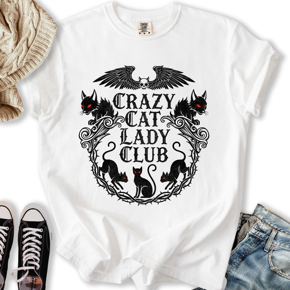 Gothic Crazy Cat Lady Club - Adult & Kids T-Shirts, Sweatshirts & Hoodies apparel design preview 2