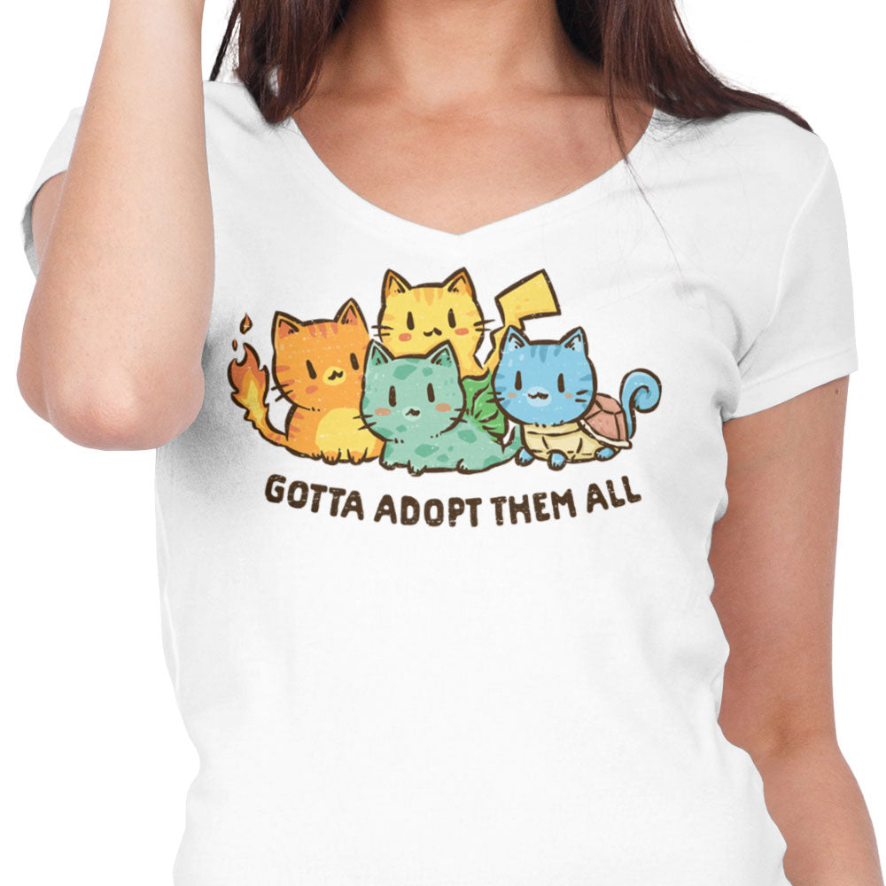Gotta Adopt 'Em All Women's V-Neck - Adult & Kids T-Shirts, Sweatshirts & Hoodies apparel design preview 2
