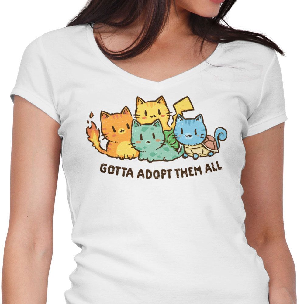 Gotta Adopt 'Em All Women's V-Neck - Adult & Kids T-Shirts, Sweatshirts & Hoodies apparel design preview 1