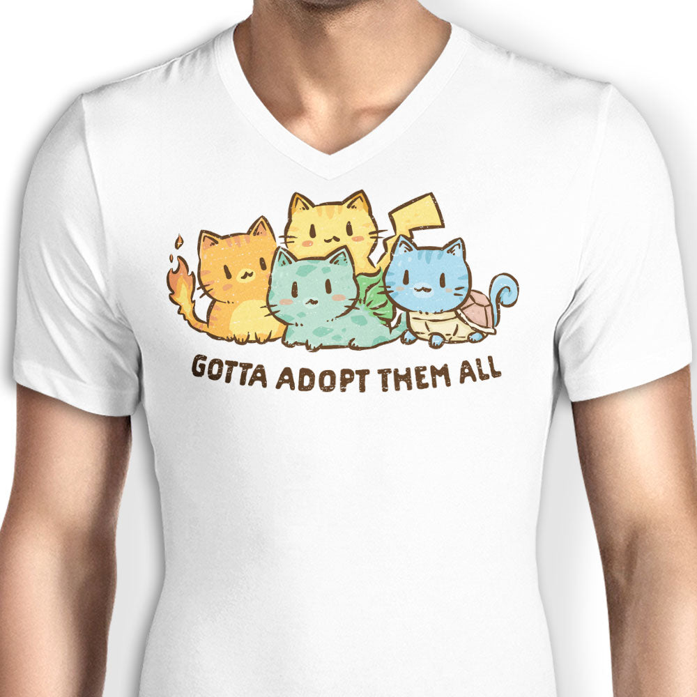 Gotta Adopt 'Em All Men's V-Neck - Adult & Kids T-Shirts, Sweatshirts & Hoodies apparel design preview 2