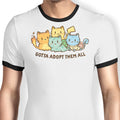 Gotta Adopt 'Em All Ringer - Adult & Kids T-Shirts, Sweatshirts & Hoodies apparel design preview 1