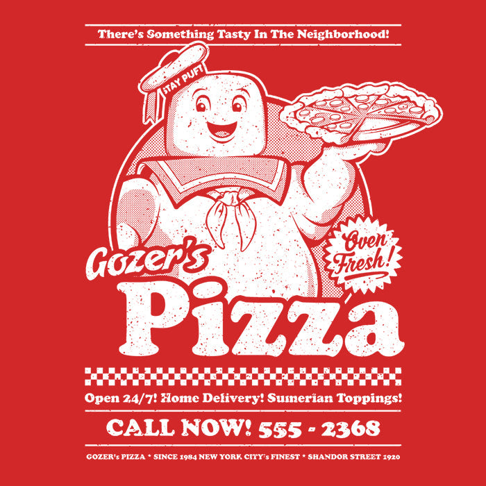 Gozer's Pizza - Adult & Kids T-Shirts, Sweatshirts & Hoodies apparel design preview 2