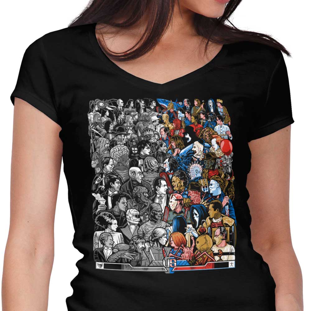 Grayscale vs. Grotesque Women's V-Neck - Adult & Kids T-Shirts, Sweatshirts & Hoodies apparel design preview 1