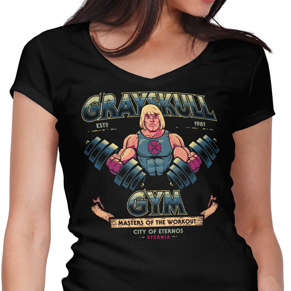 Grayskull Gym Women's V-Neck - Adult & Kids T-Shirts, Sweatshirts & Hoodies apparel design preview 1