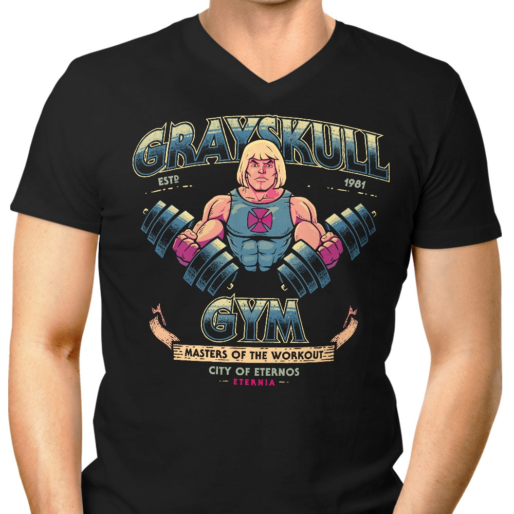 Grayskull Gym Men's V-Neck - Adult & Kids T-Shirts, Sweatshirts & Hoodies apparel design preview 1