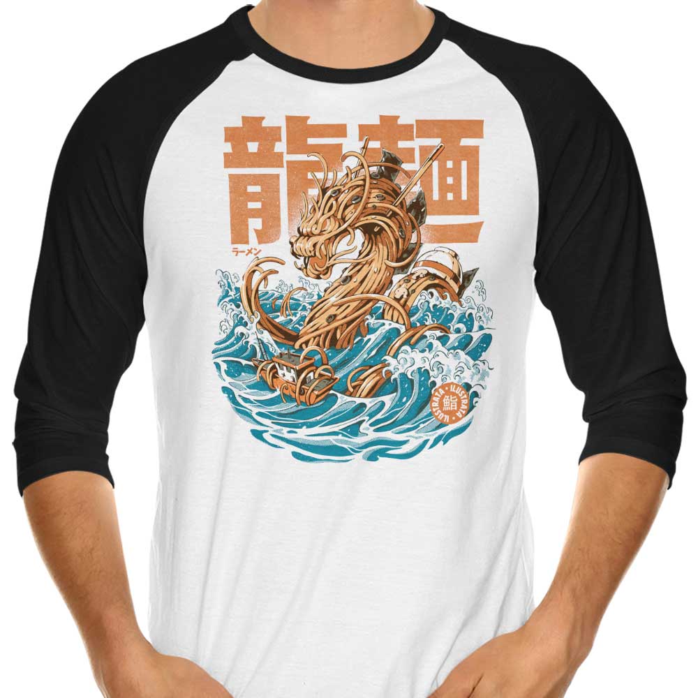 Great Ramen Dragon Off Kanagawa 3/4 Sleeve Raglan - Adult & Kids T-Shirts, Sweatshirts & Hoodies apparel design preview 1