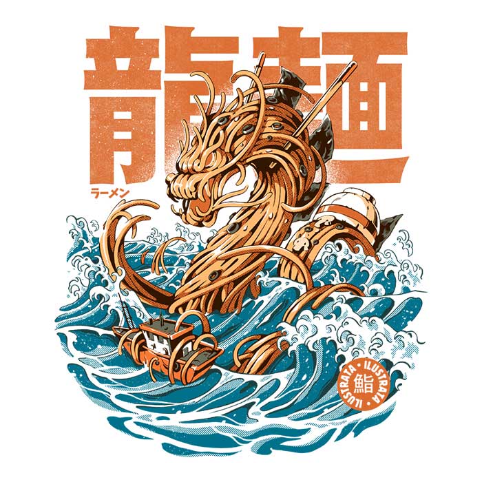 Great Ramen Dragon Off Kanagawa Men's Apparel - Adult & Kids T-Shirts, Sweatshirts & Hoodies apparel design preview 2