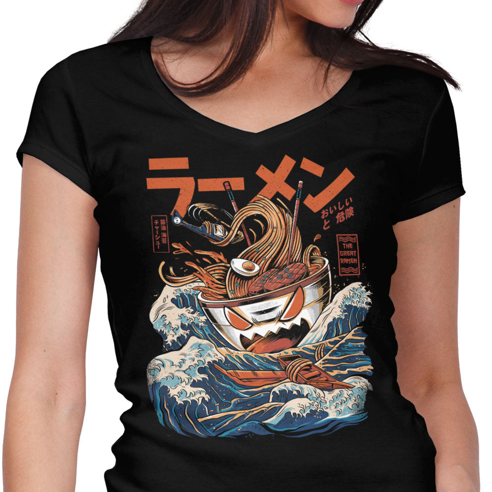 Great Ramen Off Kanagawa (Alt) Women's V-Neck - Adult & Kids T-Shirts, Sweatshirts & Hoodies apparel design preview 1