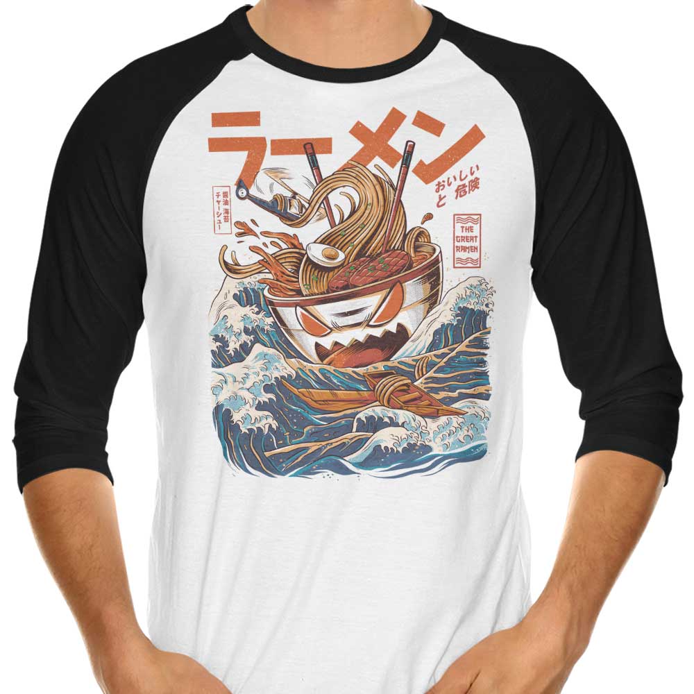 Great Ramen Off Kanagawa 3/4 Sleeve Raglan - Adult & Kids T-Shirts, Sweatshirts & Hoodies apparel design preview 1