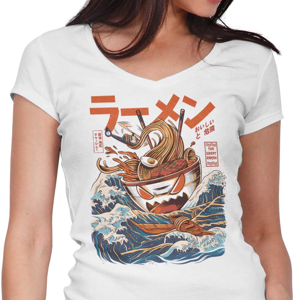 Great Ramen Off Kanagawa Women's V-Neck - Adult & Kids T-Shirts, Sweatshirts & Hoodies apparel design preview 1