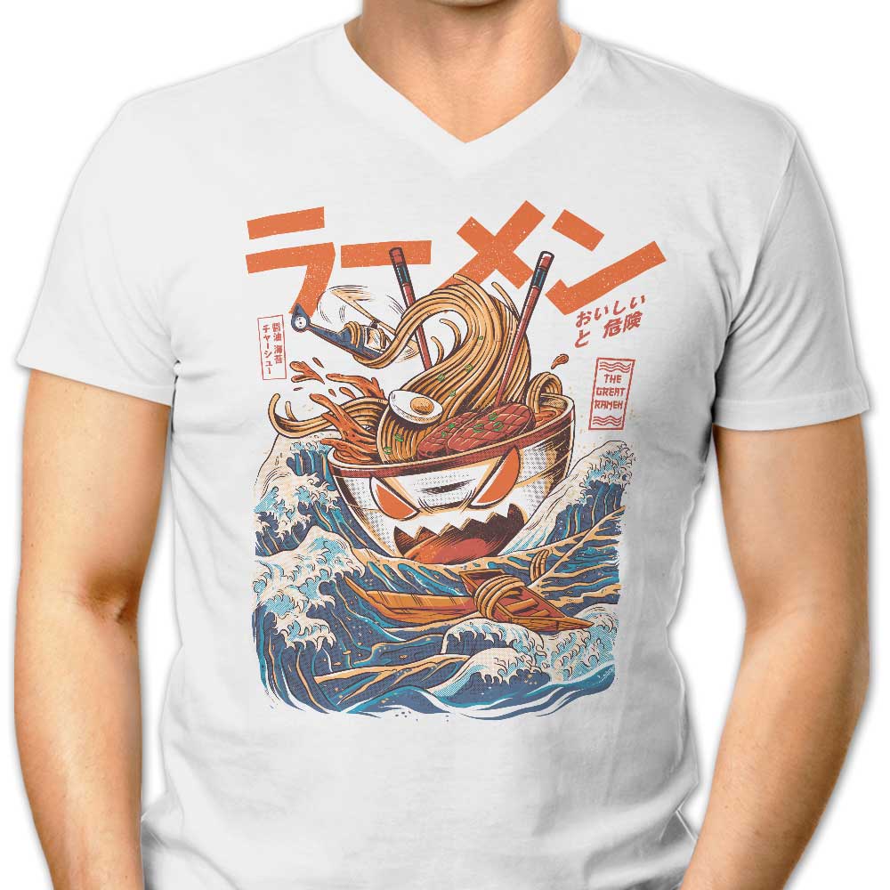 Great Ramen Off Kanagawa Men's V-Neck - Adult & Kids T-Shirts, Sweatshirts & Hoodies apparel design preview 1