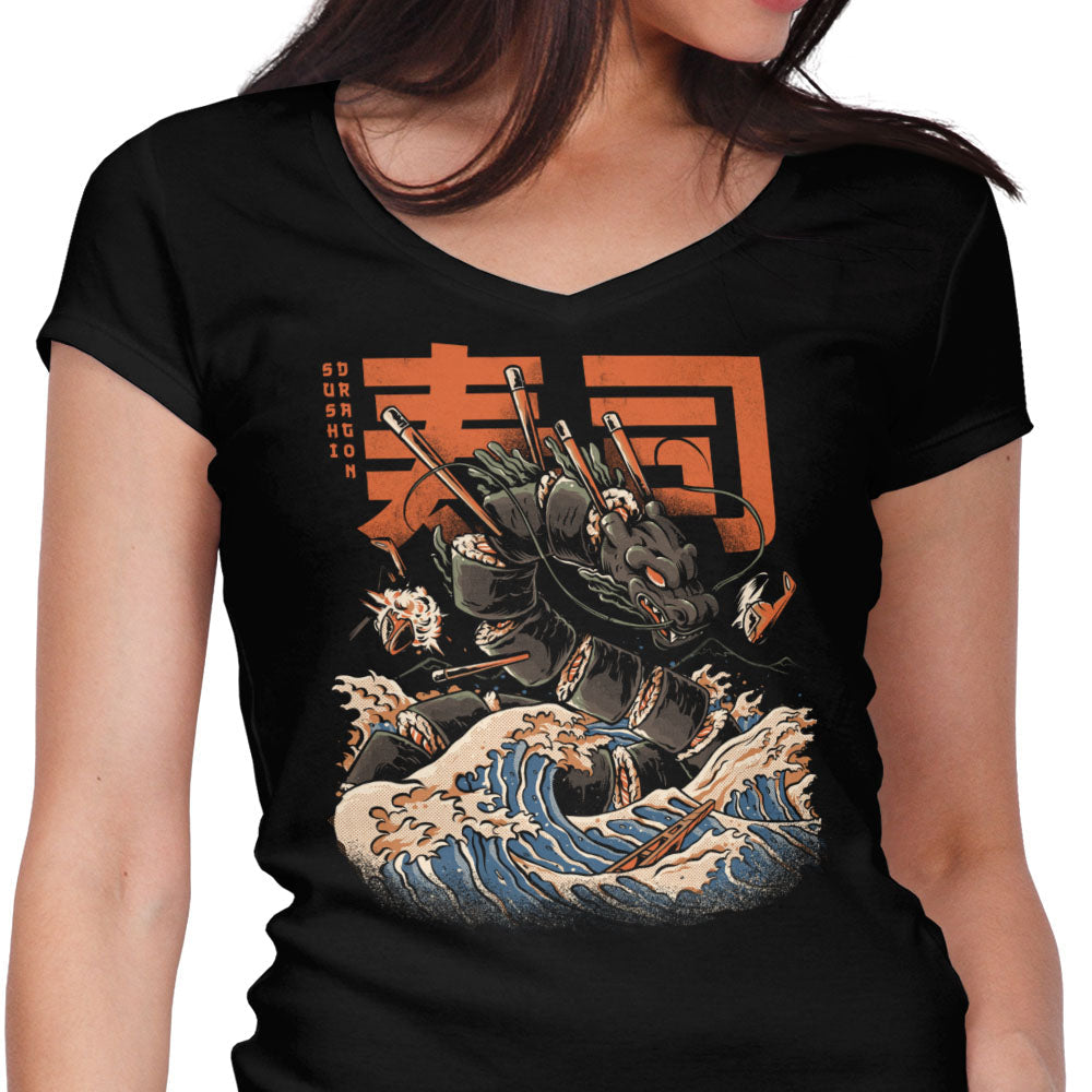 Great Sushi Dragon (Alt) Women's V-Neck - Adult & Kids T-Shirts, Sweatshirts & Hoodies apparel design preview 1