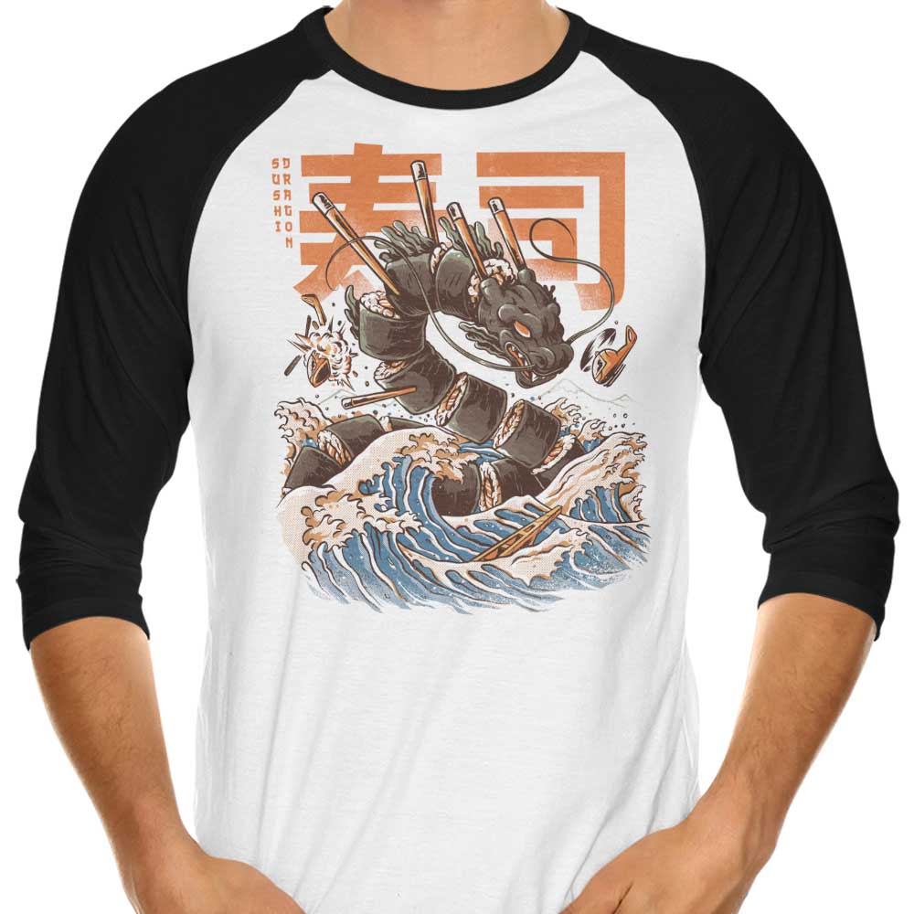 Great Sushi Dragon 3/4 Sleeve Raglan - Adult & Kids T-Shirts, Sweatshirts & Hoodies apparel design preview 1
