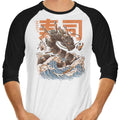 Great Sushi Dragon 3/4 Sleeve Raglan - Adult & Kids T-Shirts, Sweatshirts & Hoodies apparel design preview 1