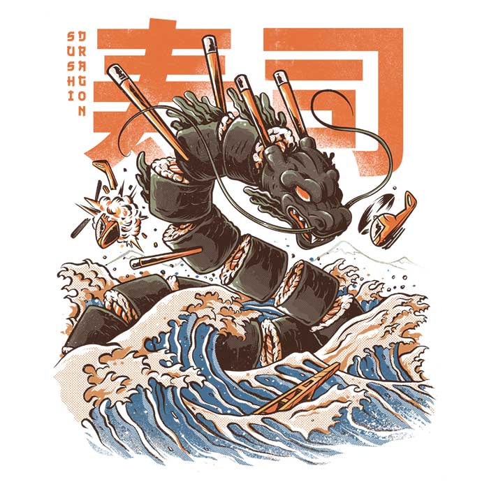 Great Sushi Dragon Youth Apparel - Adult & Kids T-Shirts, Sweatshirts & Hoodies apparel design preview 2