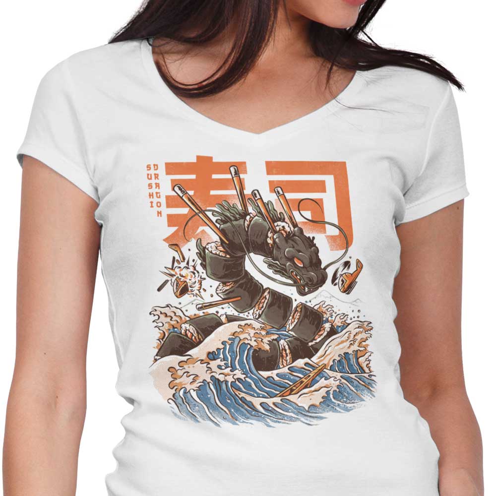 Great Sushi Dragon Women's V-Neck - Adult & Kids T-Shirts, Sweatshirts & Hoodies apparel design preview 1