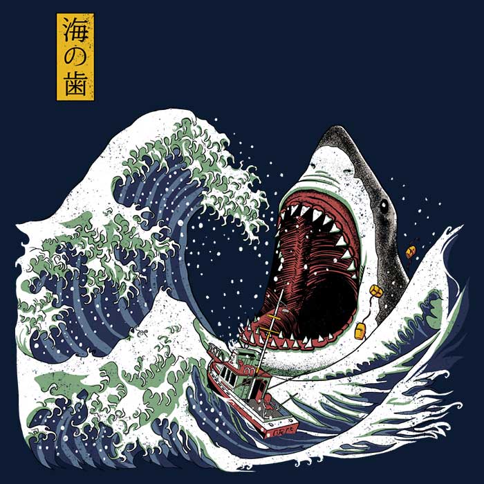 Great White Off Amity Ringer - Adult & Kids T-Shirts, Sweatshirts & Hoodies apparel design preview 2