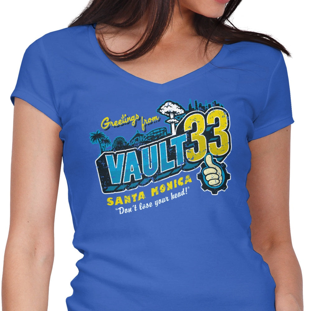 Greetings from 33 Women's V-Neck - Adult & Kids T-Shirts, Sweatshirts & Hoodies apparel design preview 1