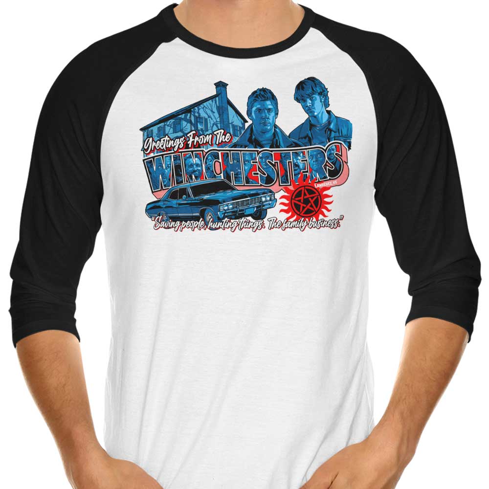 Greetings from Lawrence 3/4 Sleeve Raglan - Adult & Kids T-Shirts, Sweatshirts & Hoodies apparel design preview 1