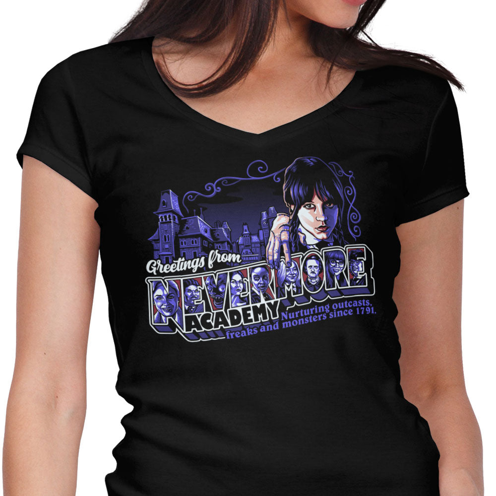 Greetings from Nevermore Women's V-Neck - Adult & Kids T-Shirts, Sweatshirts & Hoodies apparel design preview 1