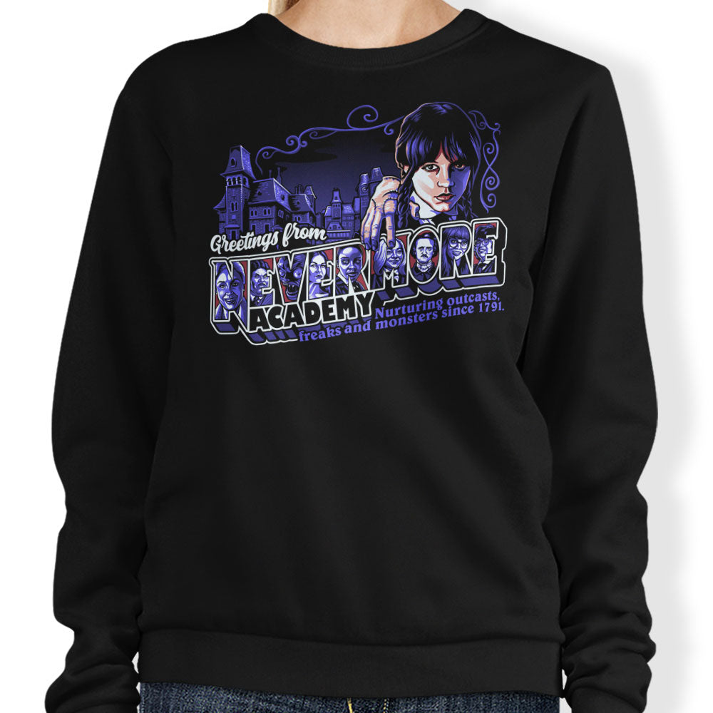 Greetings from Nevermore - Adult & Kids T-Shirts, Sweatshirts & Hoodies apparel design preview 1