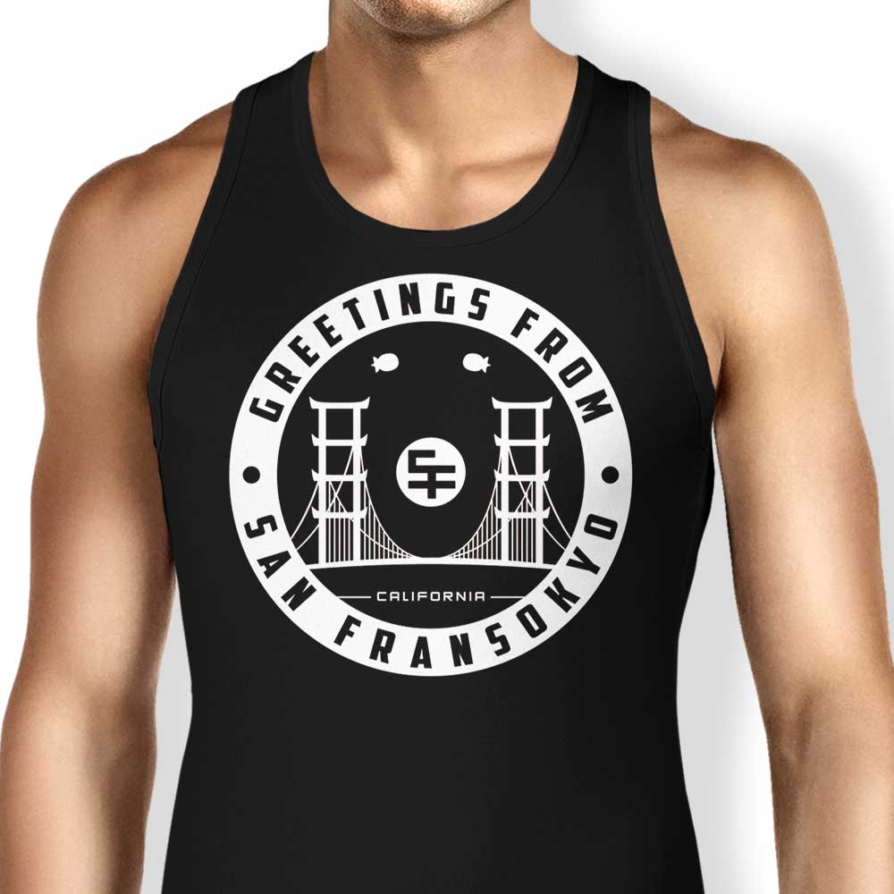 Greetings from San Fransokyo Tank Top - Adult & Kids T-Shirts, Sweatshirts & Hoodies apparel design preview 1