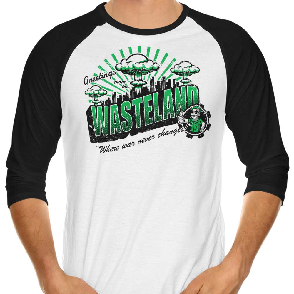 Greetings from the Wasteland 3/4 Sleeve Raglan - Adult & Kids T-Shirts, Sweatshirts & Hoodies apparel design preview 1