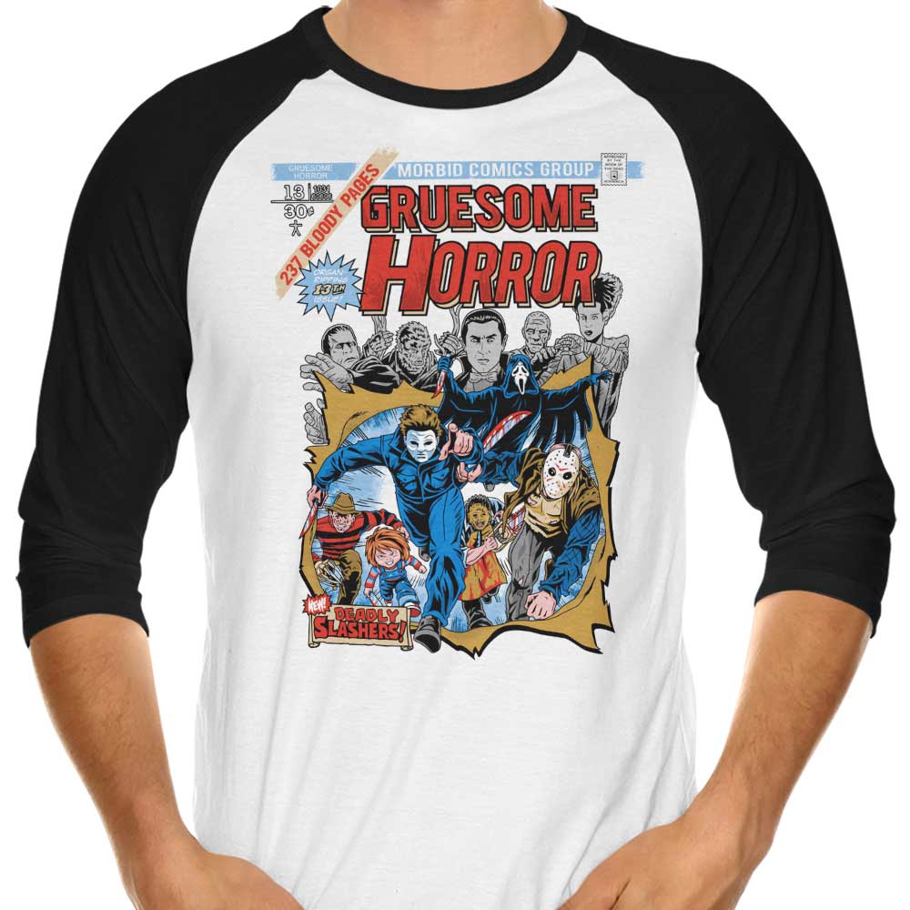 Gruesome Horror 3/4 Sleeve Raglan - Adult & Kids T-Shirts, Sweatshirts & Hoodies apparel design preview 1