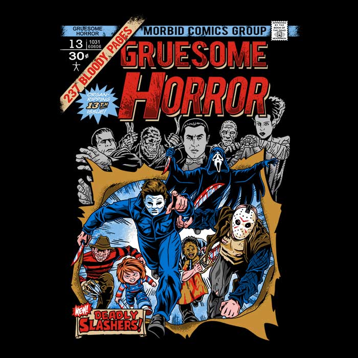 Gruesome Horror Men's V-Neck - Adult & Kids T-Shirts, Sweatshirts & Hoodies apparel design preview 2