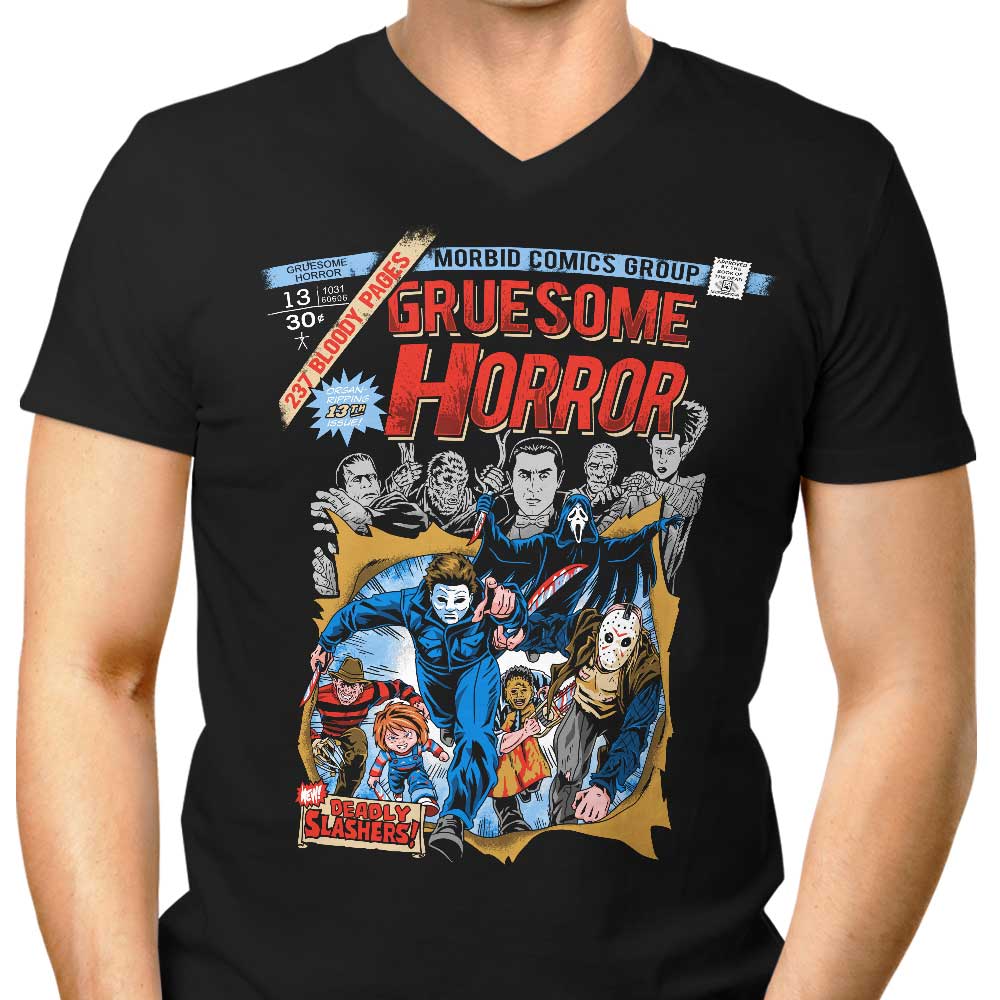 Gruesome Horror Men's V-Neck - Adult & Kids T-Shirts, Sweatshirts & Hoodies apparel design preview 1