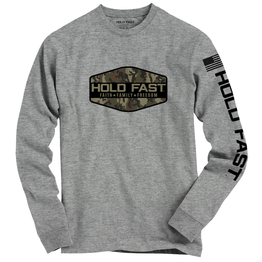 Hold Fast Camo Crest Christian - Adult & Kids T-Shirts, Sweatshirts & Hoodies apparel design preview 1