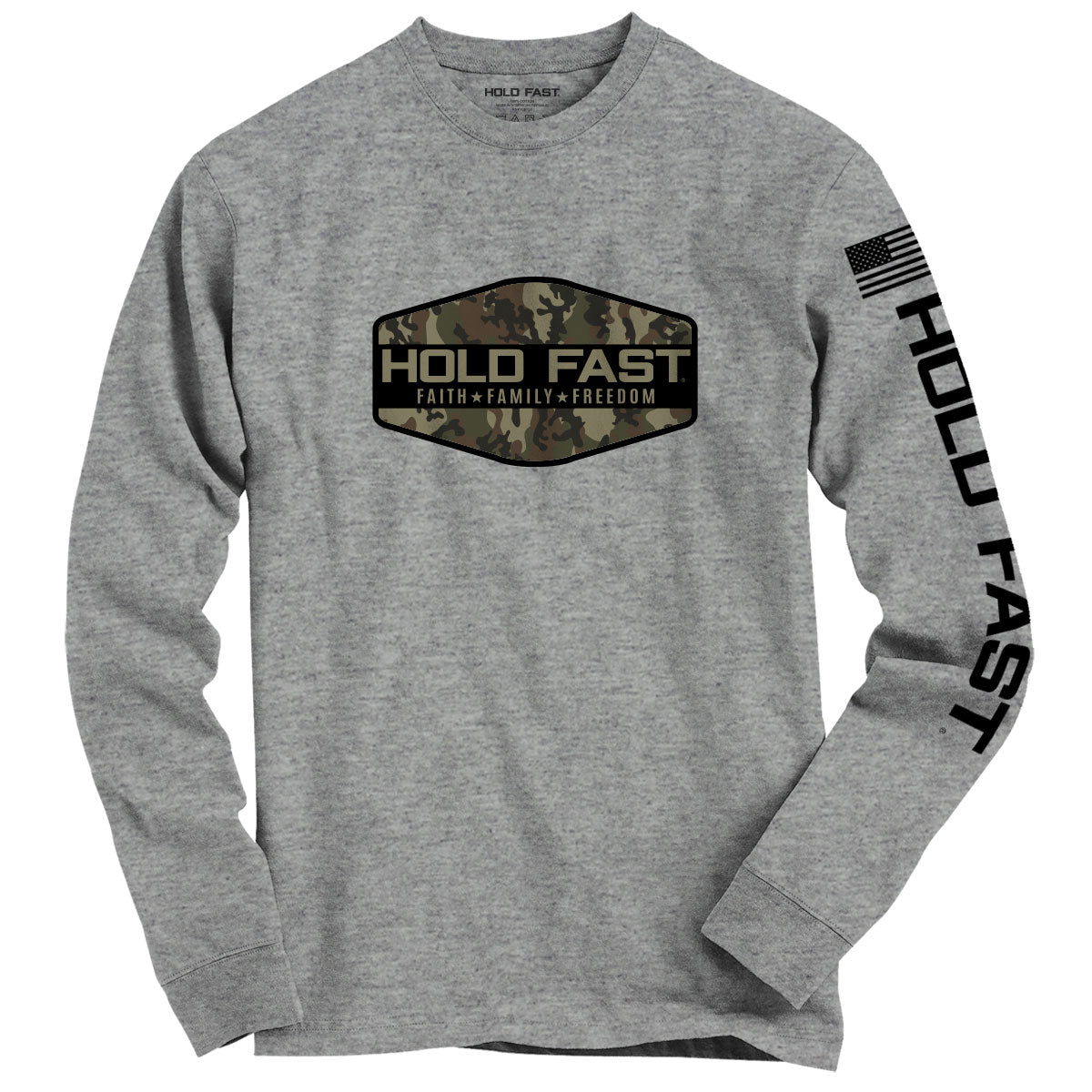 Hold Fast Camo Crest Christian - Adult & Kids T-Shirts, Sweatshirts & Hoodies apparel design preview 1