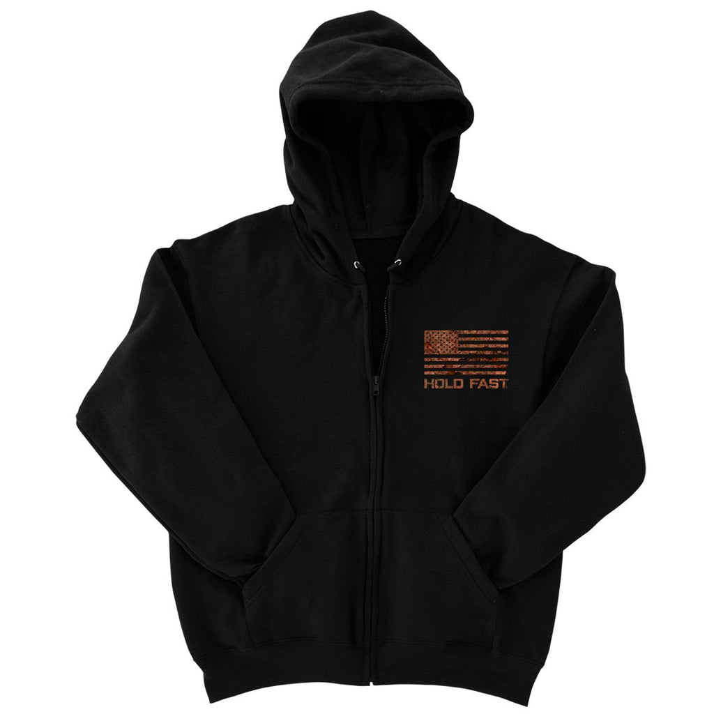Hold Fast USA Camo Flag Zip - Adult & Kids T-Shirts, Sweatshirts & Hoodies apparel design preview 2