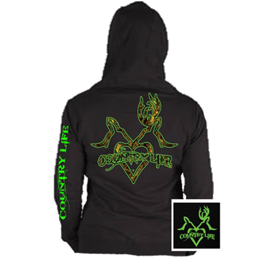 Country Life Outfitters Black Green Deer Kiss Heart - Adult & Kids T-Shirts, Sweatshirts & Hoodies apparel design preview 1