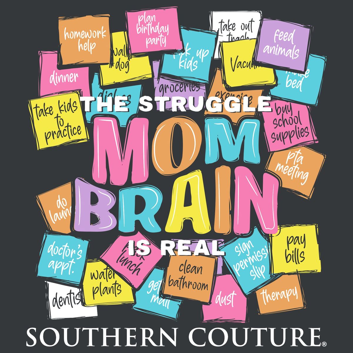 Southern Couture Classic Mom Brain - Adult & Kids T-Shirts, Sweatshirts & Hoodies apparel design preview 2