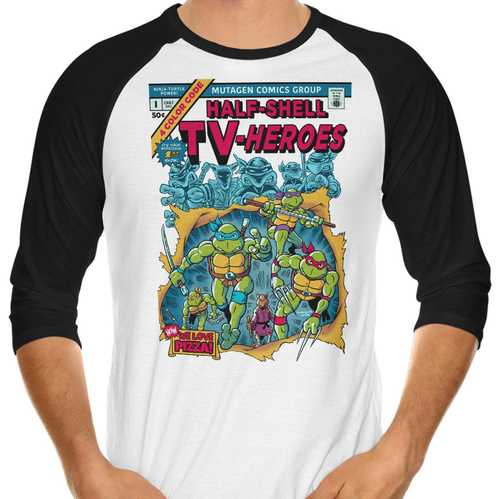 Half-Shell Heroes 3/4 Sleeve Raglan - Adult & Kids T-Shirts, Sweatshirts & Hoodies apparel design preview 1