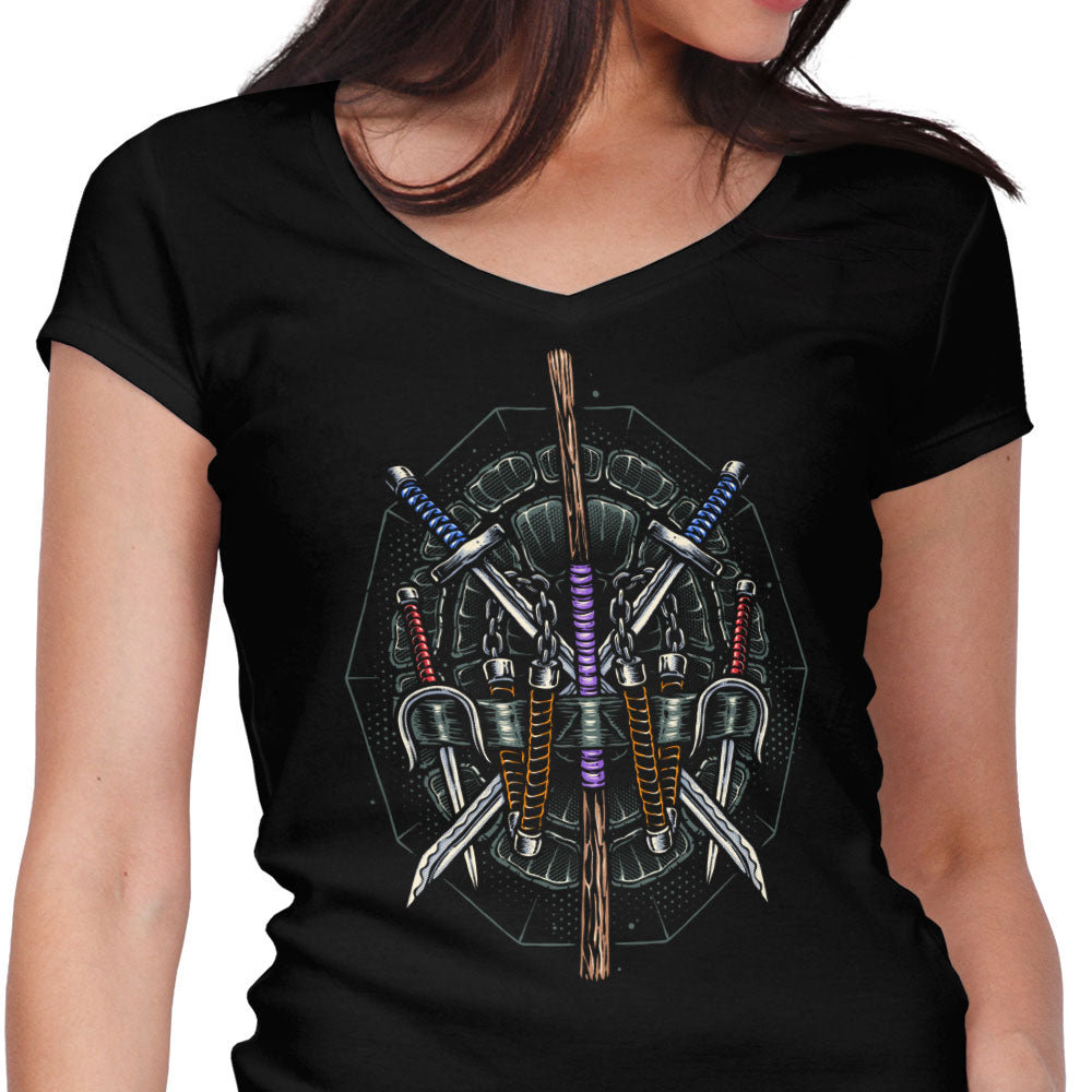 Half Shelled Weaponry Women's V-Neck - Adult & Kids T-Shirts, Sweatshirts & Hoodies apparel design preview 1