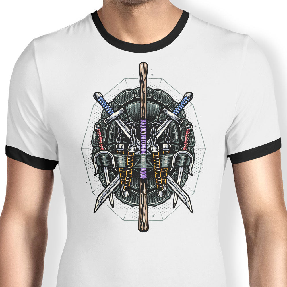 Half Shelled Weaponry Ringer - Adult & Kids T-Shirts, Sweatshirts & Hoodies apparel design preview 1