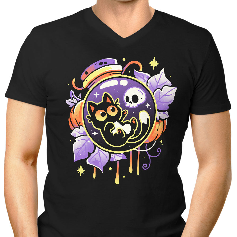 Halloween Bottled Kitten Men's V-Neck - Adult & Kids T-Shirts, Sweatshirts & Hoodies apparel design preview 1