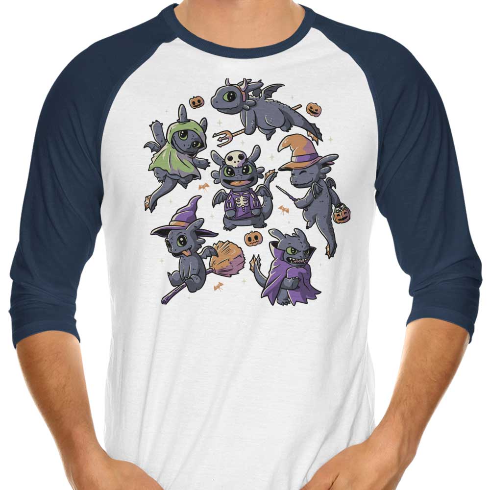 Halloween Dragons 3/4 Sleeve Raglan - Adult & Kids T-Shirts, Sweatshirts & Hoodies apparel design preview 1