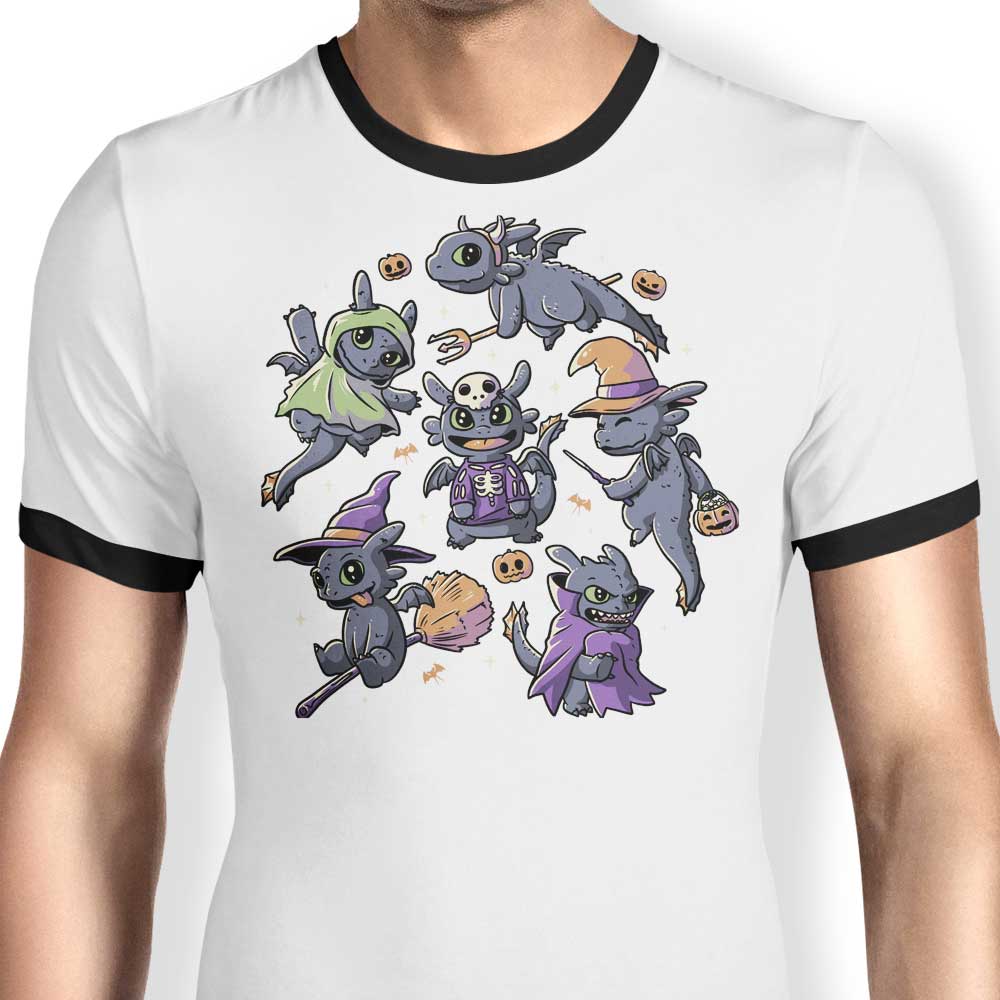 Halloween Dragons Ringer - Adult & Kids T-Shirts, Sweatshirts & Hoodies apparel design preview 1