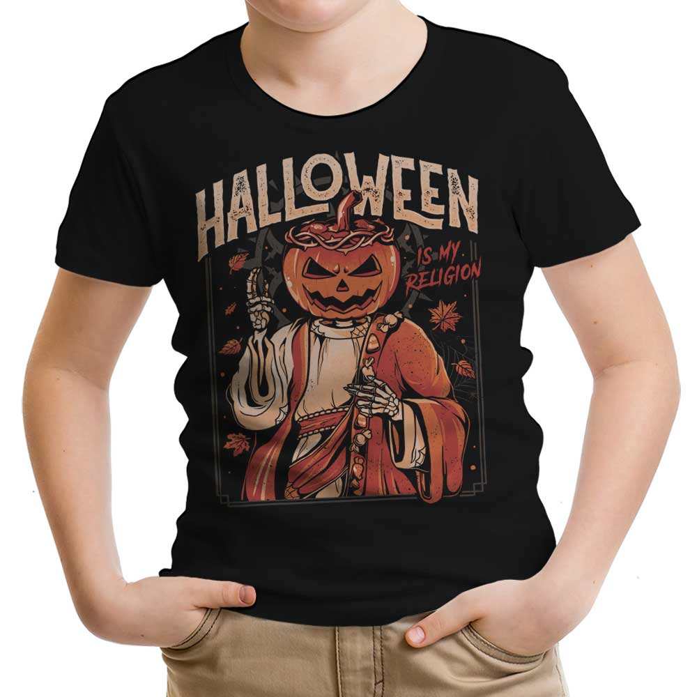 Halloween is My Religion Youth Apparel - Adult & Kids T-Shirts, Sweatshirts & Hoodies apparel design preview 1
