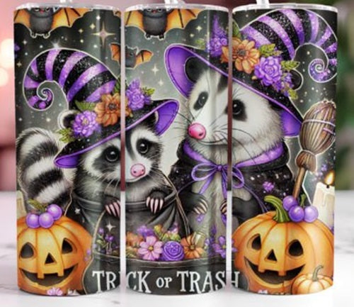 Trick or Trash Possum Racoon Halloween 20 oz Skinny - Adult & Kids T-Shirts, Sweatshirts & Hoodies apparel design preview 1
