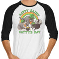 Happy Saint Catty's Day 3/4 Sleeve Raglan - Adult & Kids T-Shirts, Sweatshirts & Hoodies apparel design preview 1