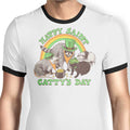 Happy Saint Catty's Day Ringer - Adult & Kids T-Shirts, Sweatshirts & Hoodies apparel design preview 1