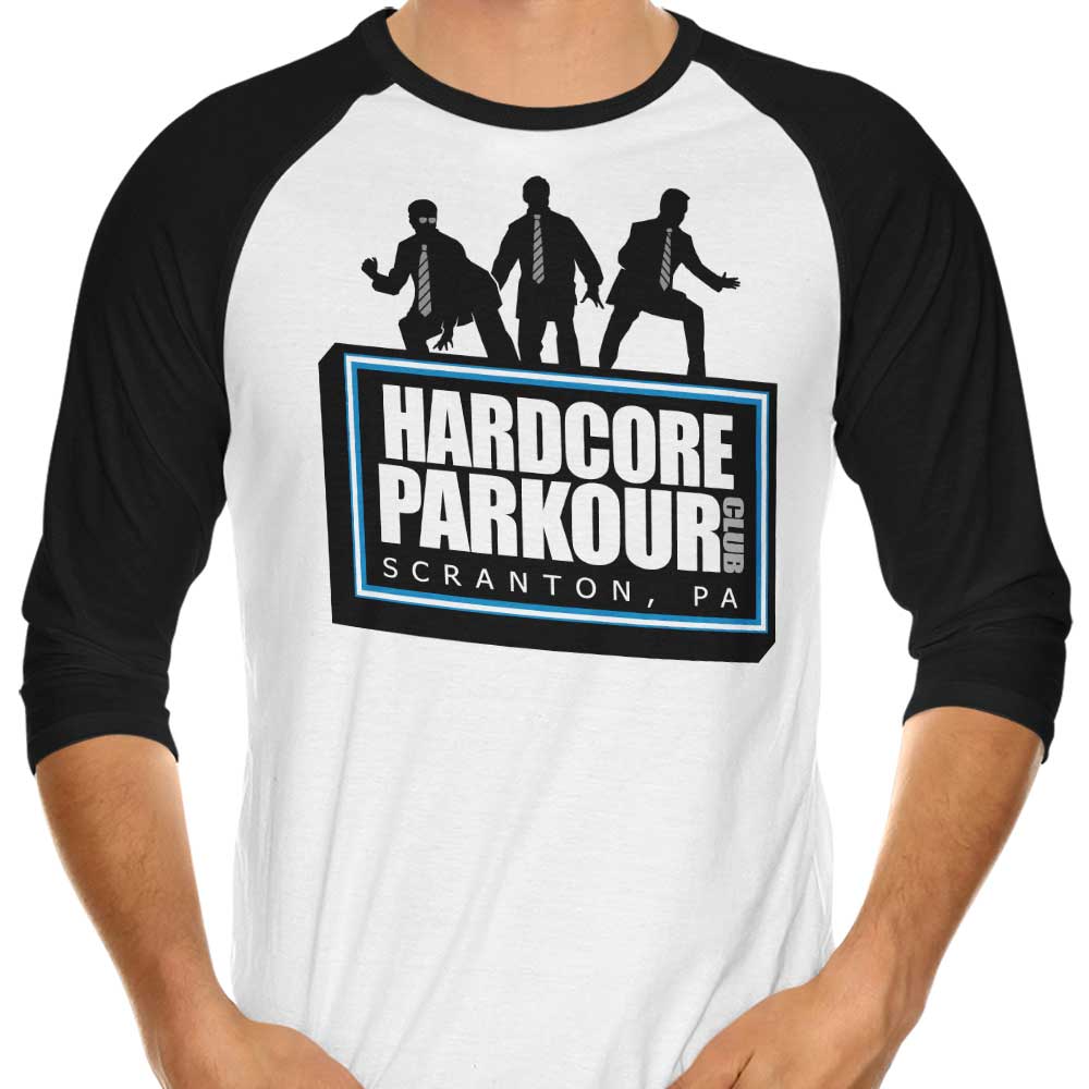 Hardcore Parkour 3/4 Sleeve Raglan - Adult & Kids T-Shirts, Sweatshirts & Hoodies apparel design preview 1