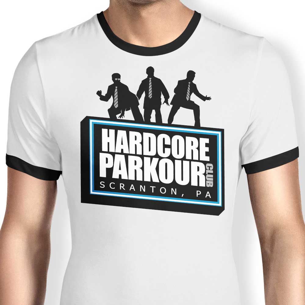 Hardcore Parkour Ringer - Adult & Kids T-Shirts, Sweatshirts & Hoodies apparel design preview 1