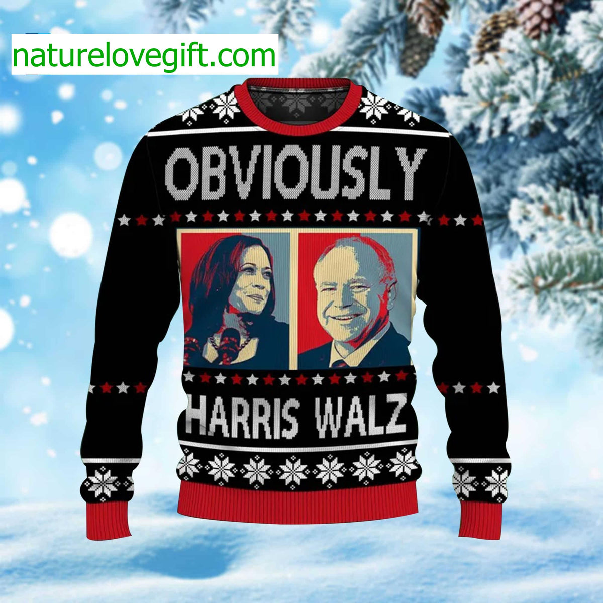 Harris Walz 2026 Obviously Ugly Christmas Sweater product image